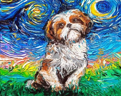 Shih Tzu Stary Night paint by number