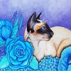 Siamese And Blue Flowers paint by number