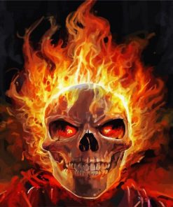 Flaming Skull Head paint by numbers