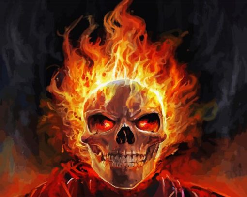 Flaming Skull Head paint by numbers