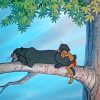 Sleeping Bagheera And Mowgli paint by number