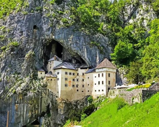 Slovenia Predjama Castle paint by number