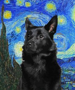 Starry Night Australian Kelpie paint by numbers