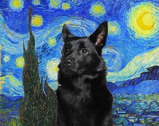 Starry Night Australian Kelpie paint by numbers