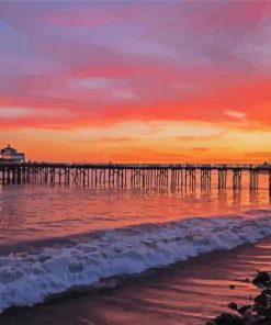 Sunset Malibu Pier paint by number