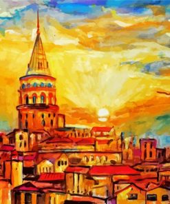 Sunset Over Galata Tower paint by number