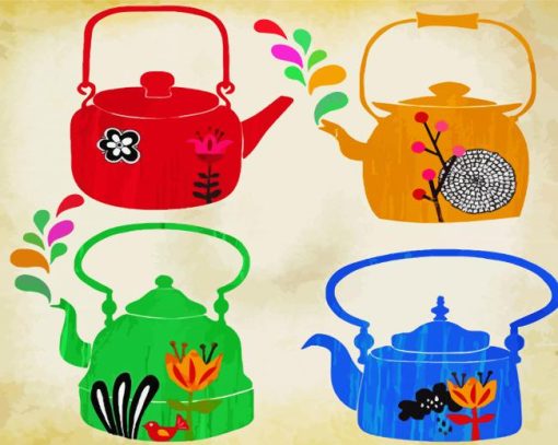 Tea Kettles paint by number