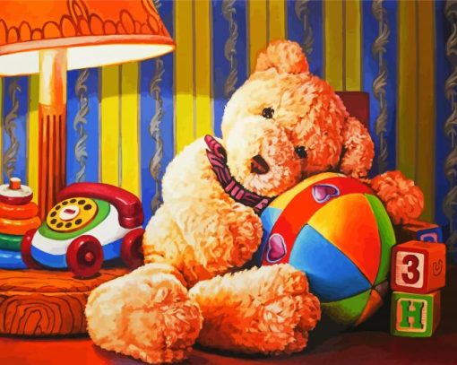 Teddy Bear Cuddling paint by number