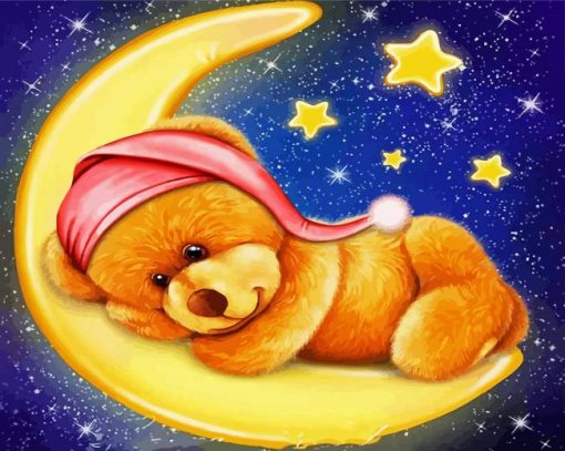 Teddy Bear On Moon paint by number