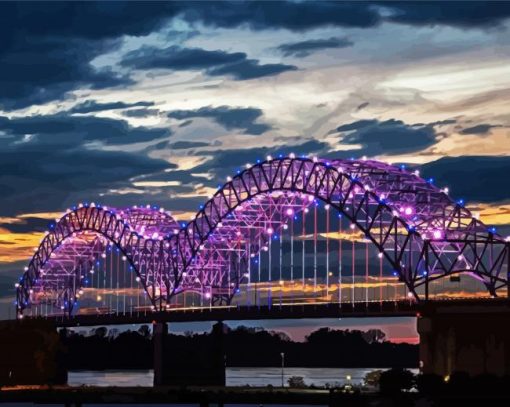 The Hernando De Soto Bridge Memphis paint by number