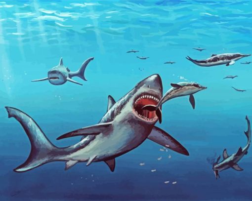 The Megalodon Fish paint by number