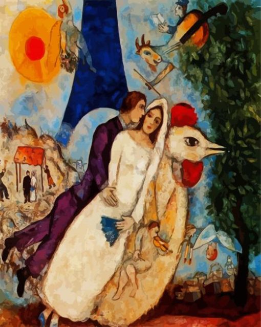 The Betrothed And Eiffel Tower Chagall paint by numbers