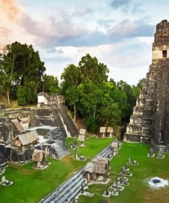 Tikal City Guatemala paint by number