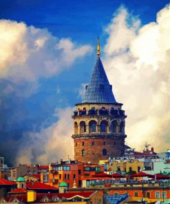 Turkey Istanbul Galata Tower paint by number