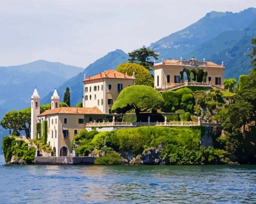 Villa Del Balbianello Como paint by numbers