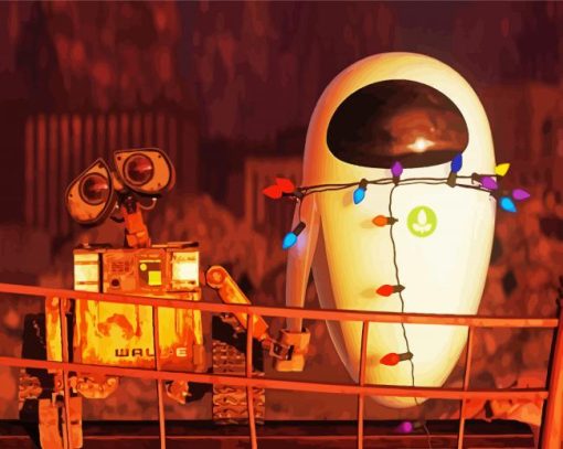 Wall E And Eve Film paint by numbers