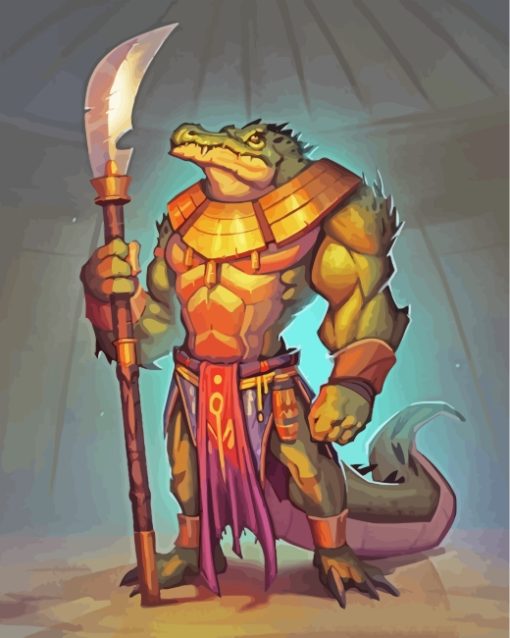 Warrior Crocodile Art paint by number