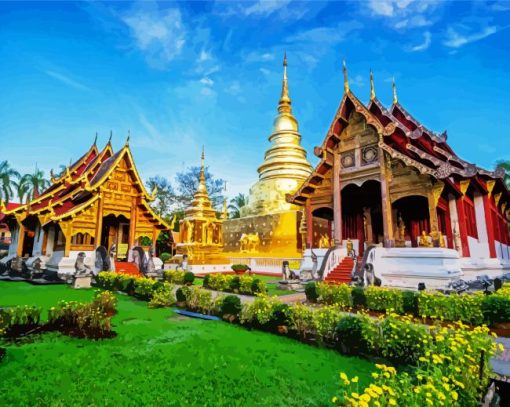 Wat Phra Singh Woramahawihan Thailand paint by numbers