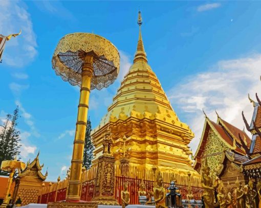 Wat Rong Khun White Temple Thailand paint by numbers