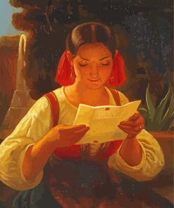 Woman Reading A Letter paint by numbers