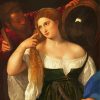 Woman With A Mirror By Tiziano paint by numbers