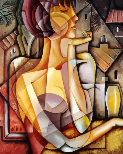 Abstract Cubism Lady paint by numbers