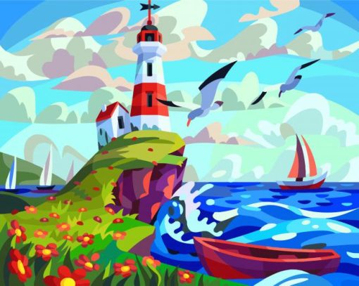 Aesthetic Lighthouse paint by numbers