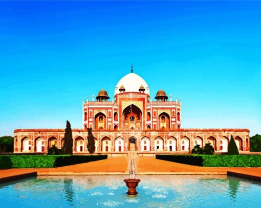 Aesthetic Humayun Tomb Delhi paint by numbers