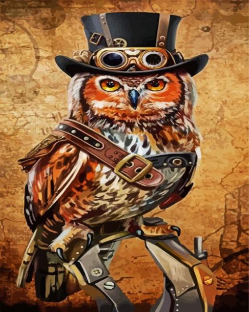 Aesthetic Steampunk Owl paint by numbers