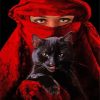 Arab Woman And Black Cat paint by numbers