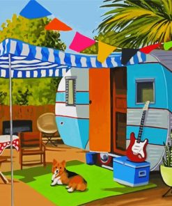 Aesthetic Caravan Illustration paint by numbers