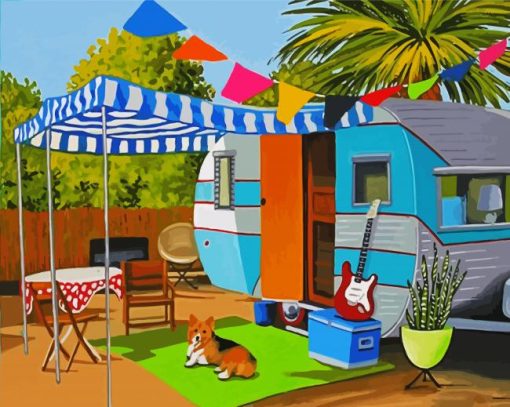 Aesthetic Caravan Illustration paint by numbers