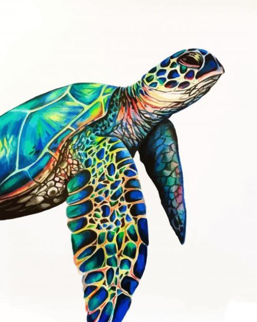 Aesthetic Colorful Sea Turtle paint by number