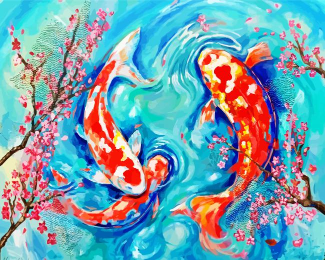 Aesthetic Koi Fish paint by numbers