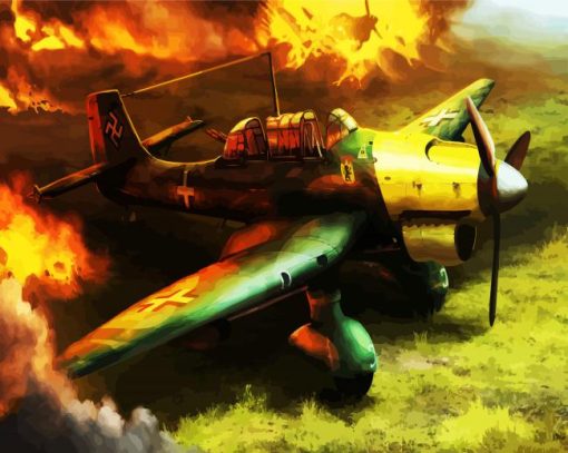 Aesthetic Stuka Plane paint by number