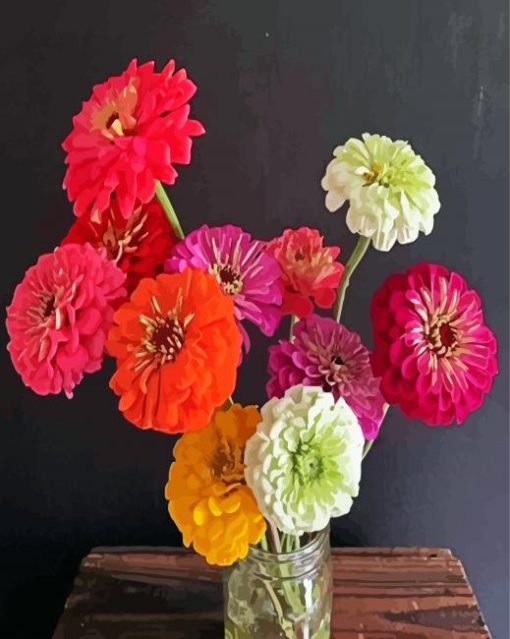 Aesthetic Zinnias paint by numbers