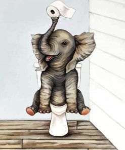 Baby Elephant On Toilet paint by numbers