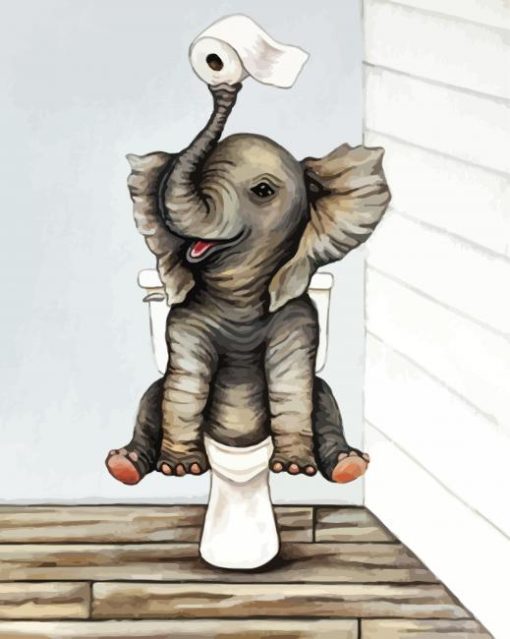 Baby Elephant On Toilet paint by numbers