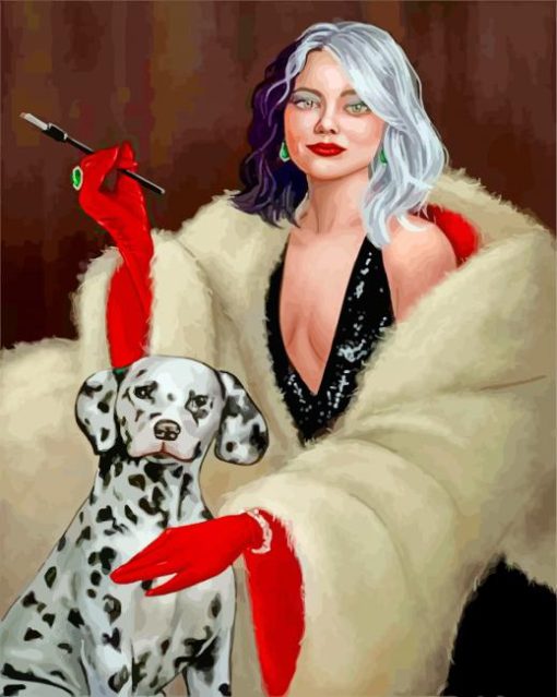 Beautiful Cruella And Dalmatian paint by numbers