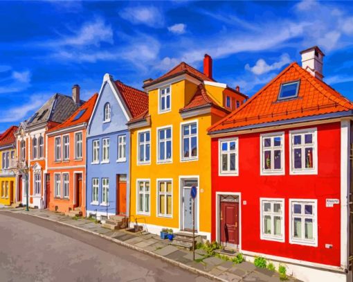 Bergen Colourful Houses paint by numbers