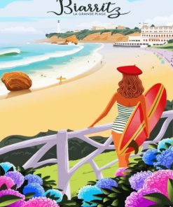 Biarritz Poster paint by number paint by numbers