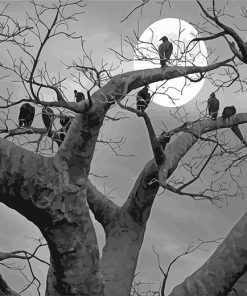 Black And White Spooky Tree paint by numbers