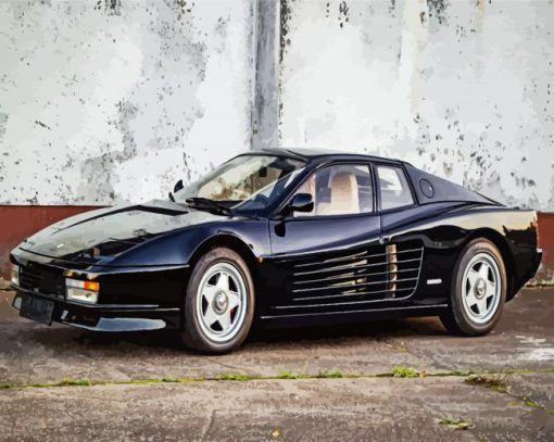 Black Ferrari Testarossa paint by number