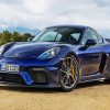 Blue Porsche Cayman paint by numbers