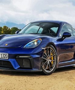 Blue Porsche Cayman paint by numbers