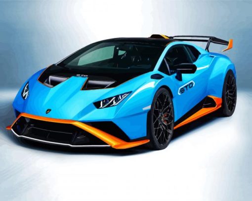 Blue Lamborghini Huracan paint by numbers