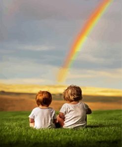 Brothers Watching The Rainbow paint by number