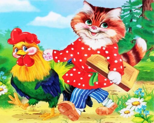 Cat And Chicken paint by numbers