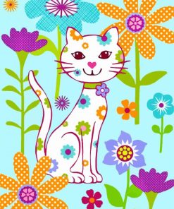 Cat With Flowers paint by numbers