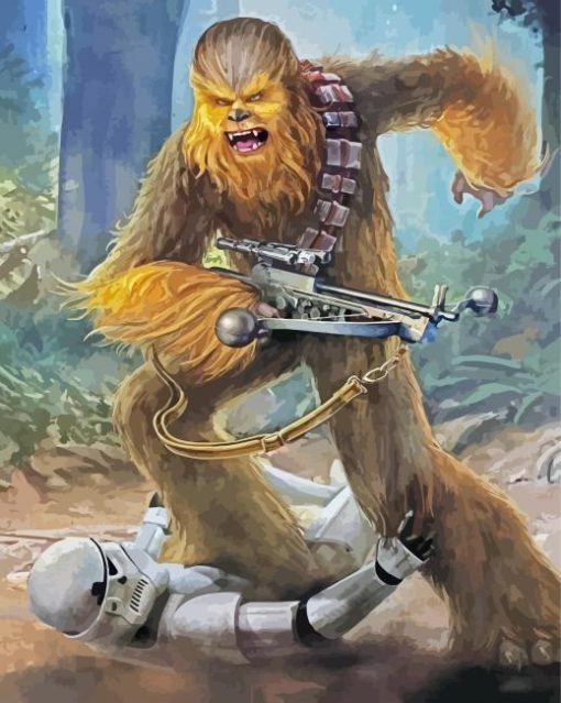 Chewbacca And Stormtrooper Fight paint by numbers